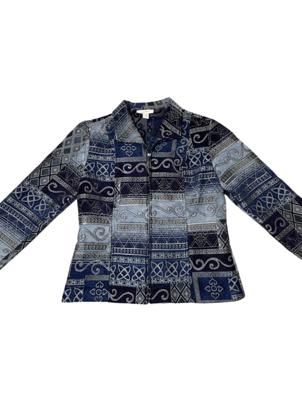 Vintage Woven Pattern Women's Jacket - Blue & Purple